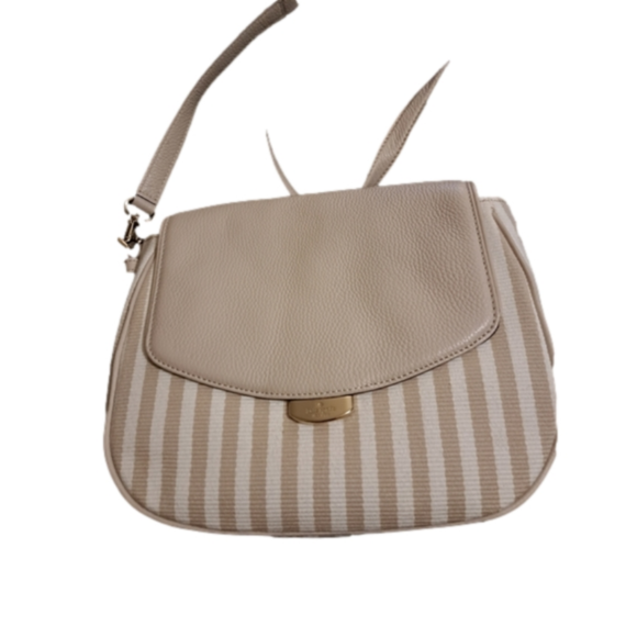kate spade Handbags - Kate spade new York Beige cream spripe cross body flap fabric leather